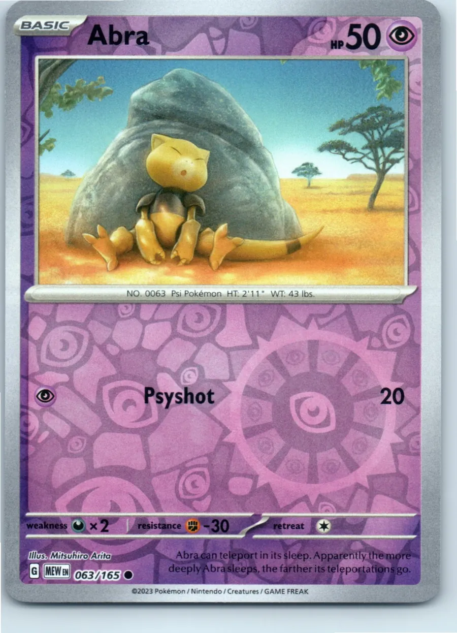 Abra 063/165 front, the actual card for sale