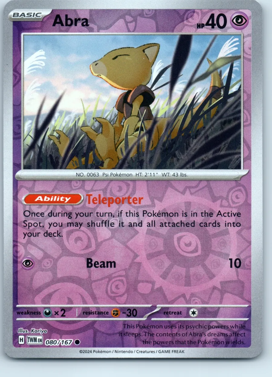 Abra 080/167 front, the actual card for sale