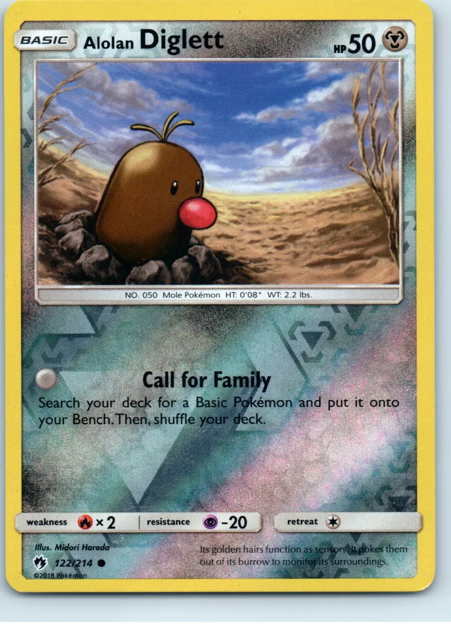 Alolan Diglett 122/214 front, the actual card for sale