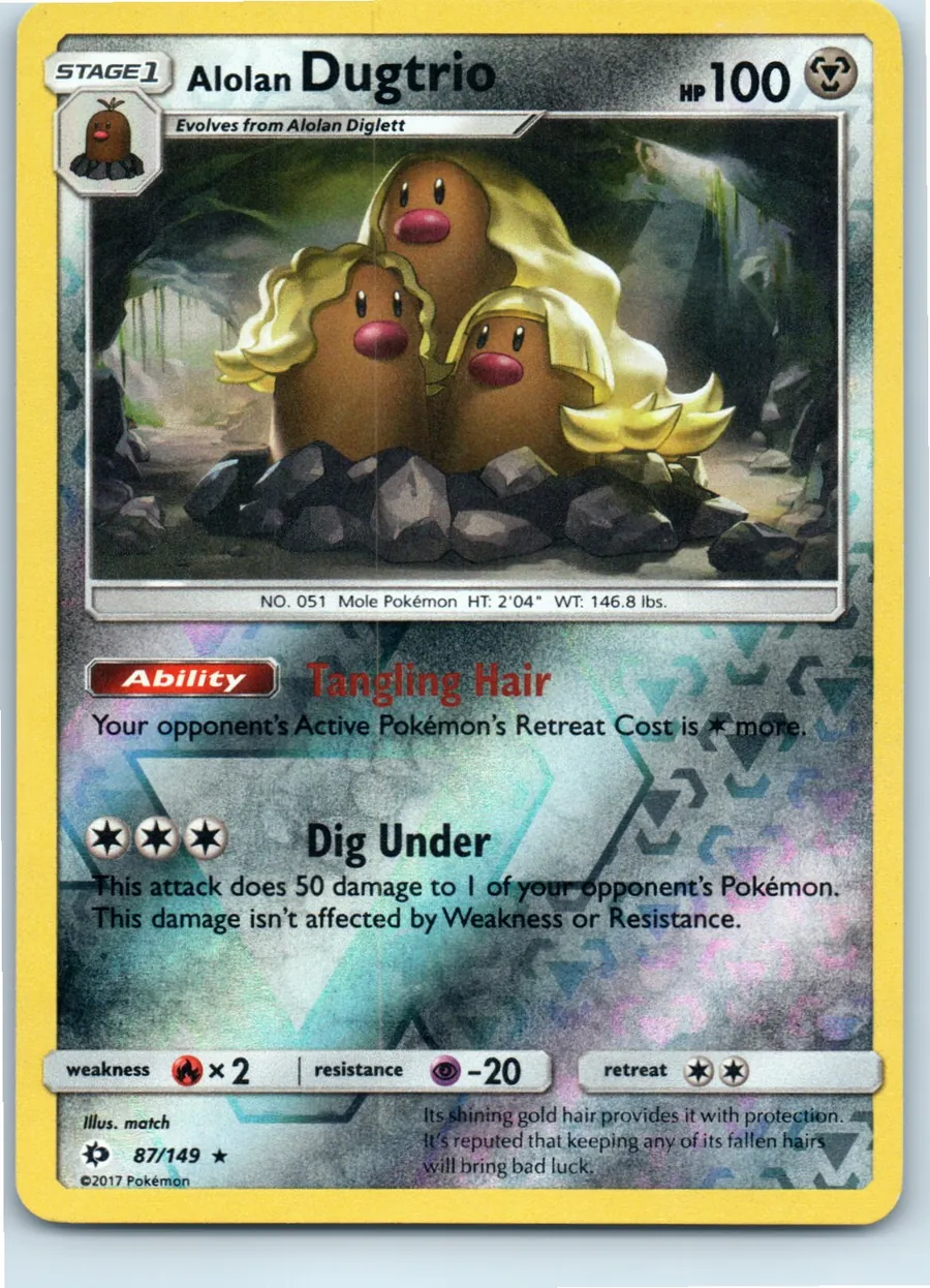 Alolan Dugtrio 87/149 front, the actual card for sale