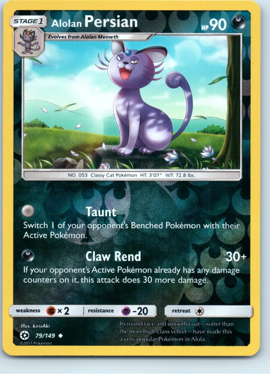 Alolan Persian 79/149 front, the actual card for sale