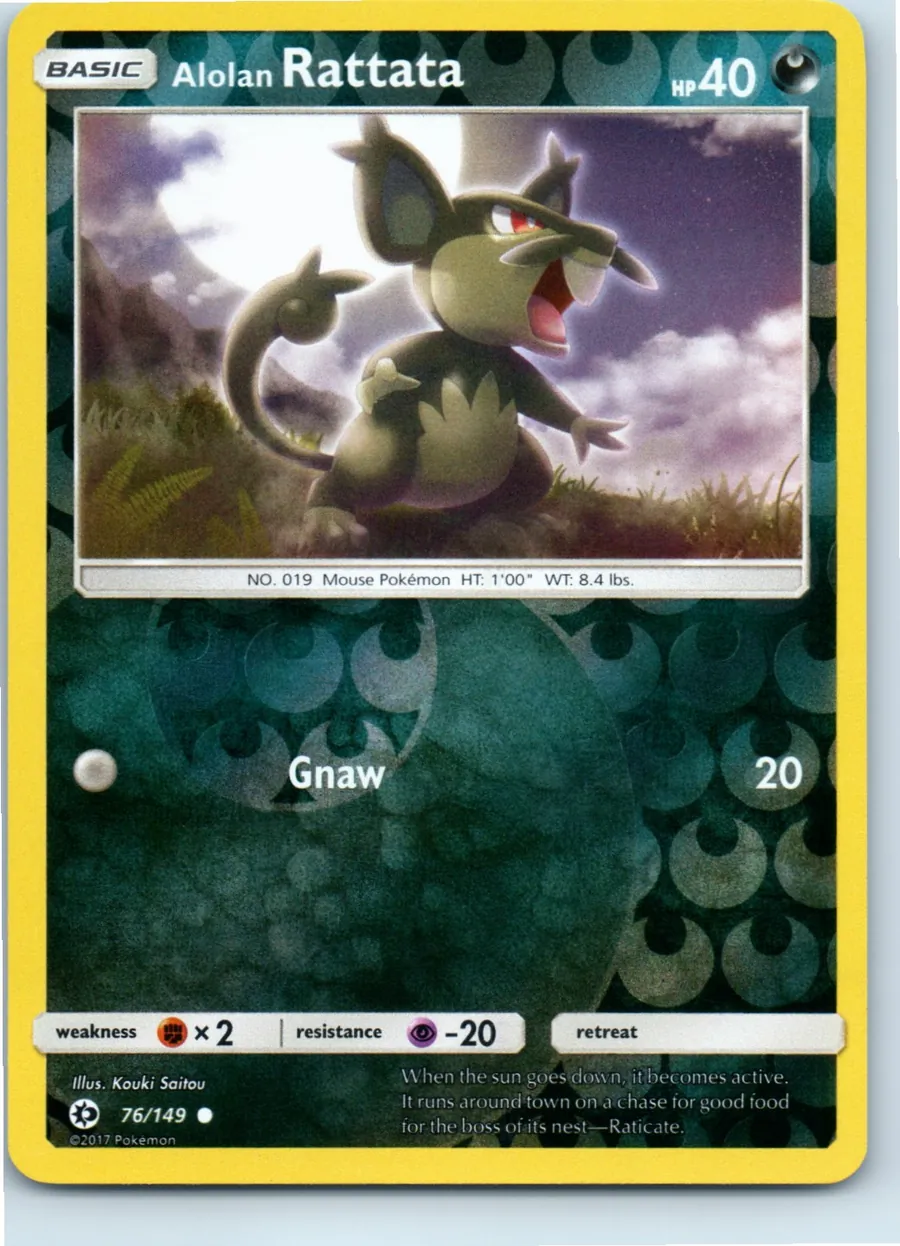 Alolan Rattata 76/149 front, the actual card for sale