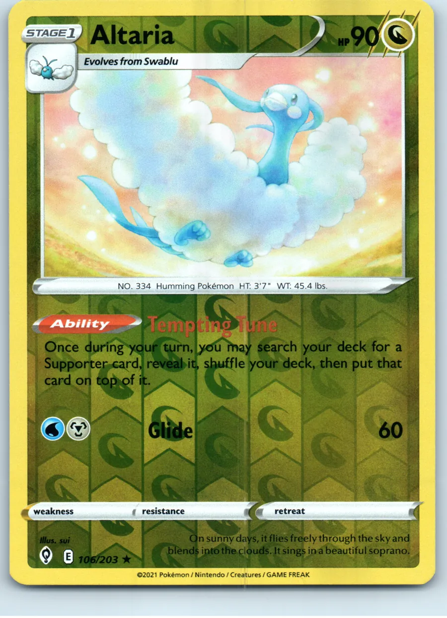 Altaria 106/203 front, the actual card for sale