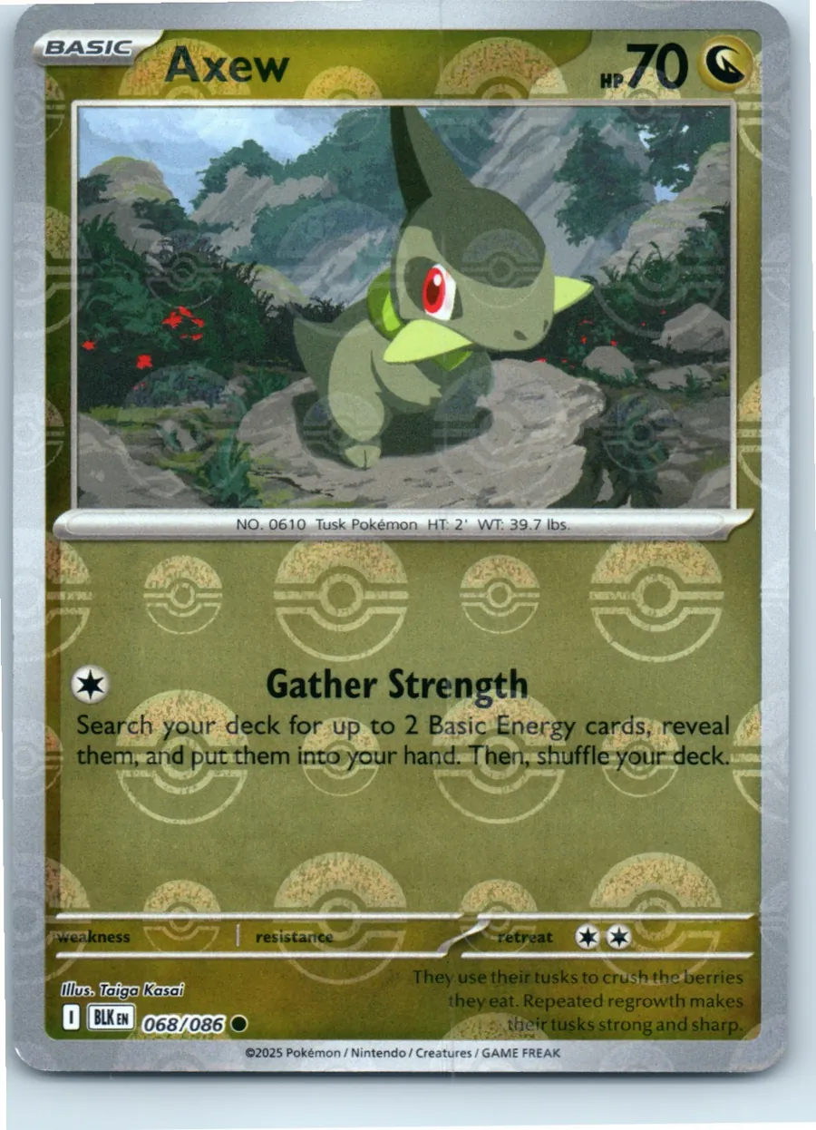 Axew (Poke Ball Pattern) 068/086 front, the actual card for sale