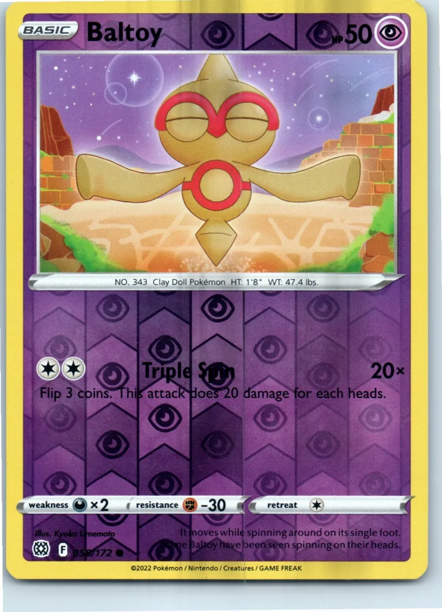 Baltoy 058/172 front, the actual card for sale