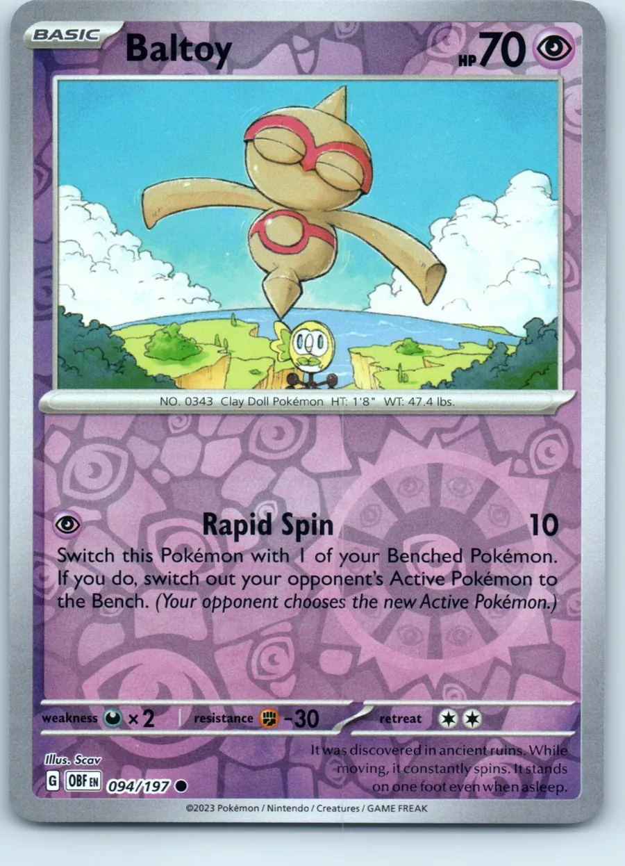 Baltoy 094/197 front, the actual card for sale