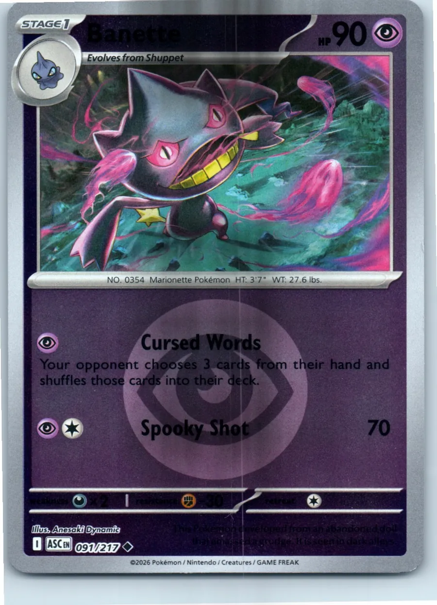 Banette (Energy Symbol Pattern) 091/217 front, the actual card for sale