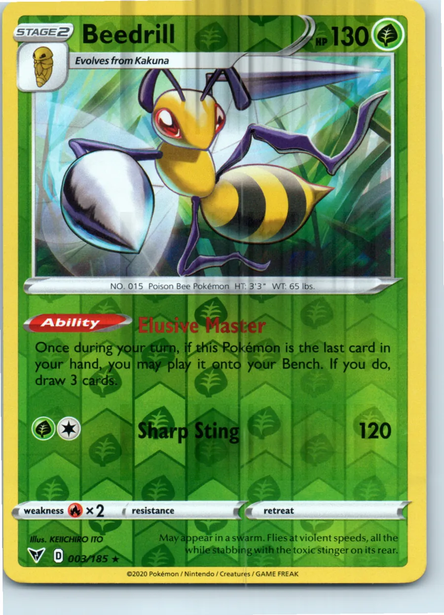 Beedrill 003/185 front, the actual card for sale