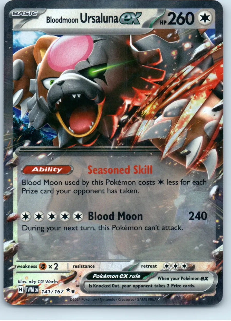 Bloodmoon Ursaluna ex 141/167 front, the actual card for sale