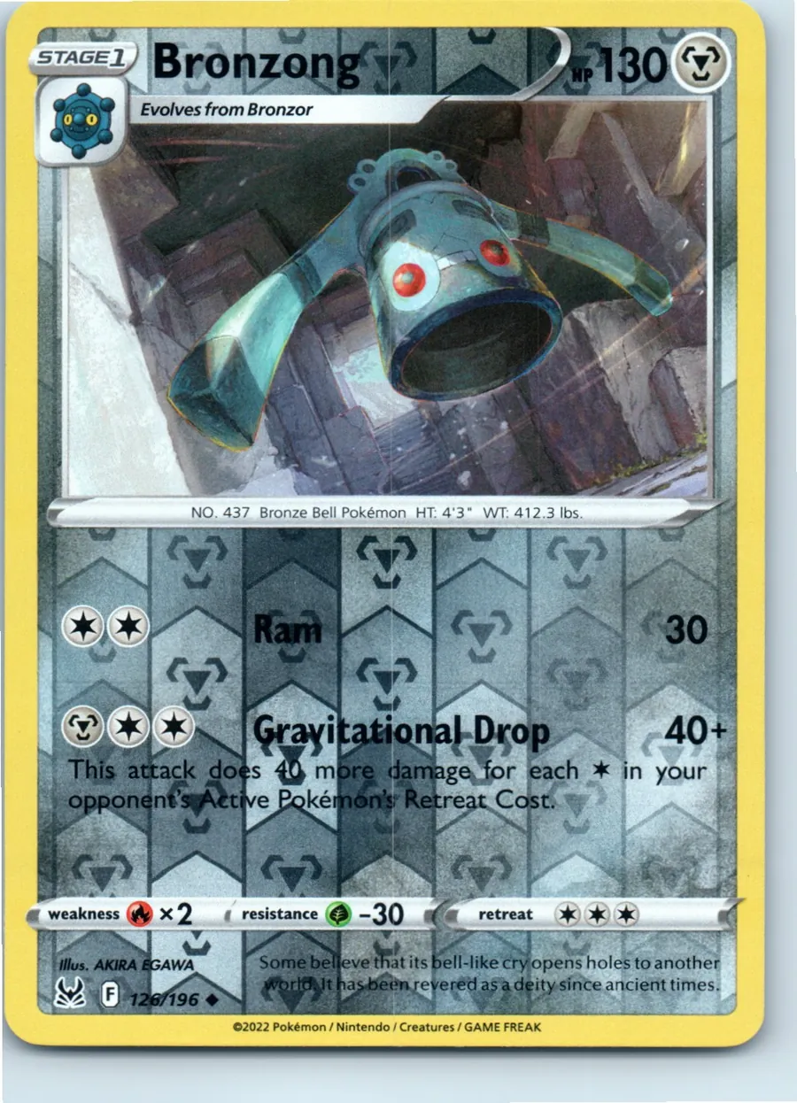 Bronzong 126/196 front, the actual card for sale