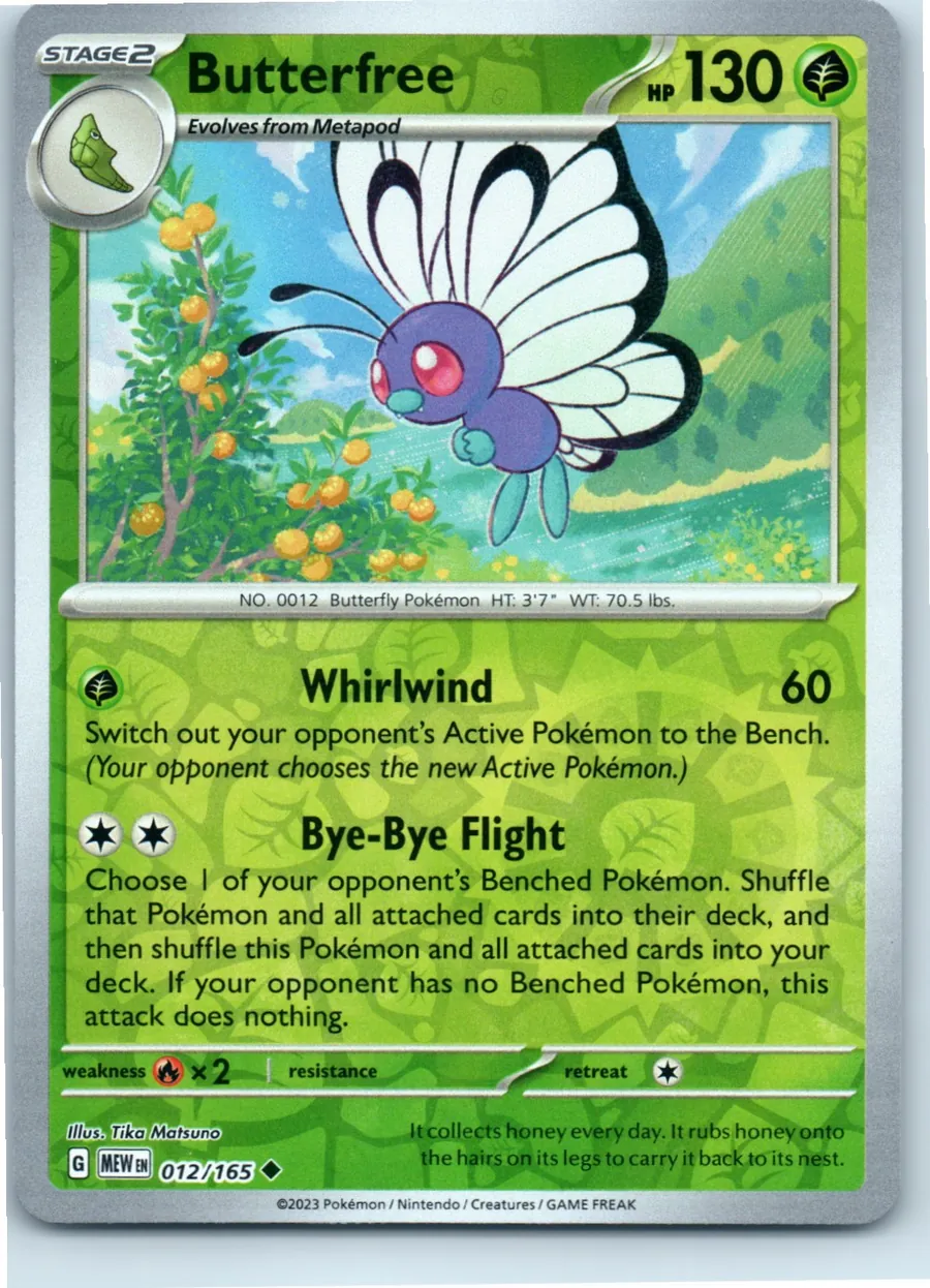 Butterfree 012/165 front, the actual card for sale