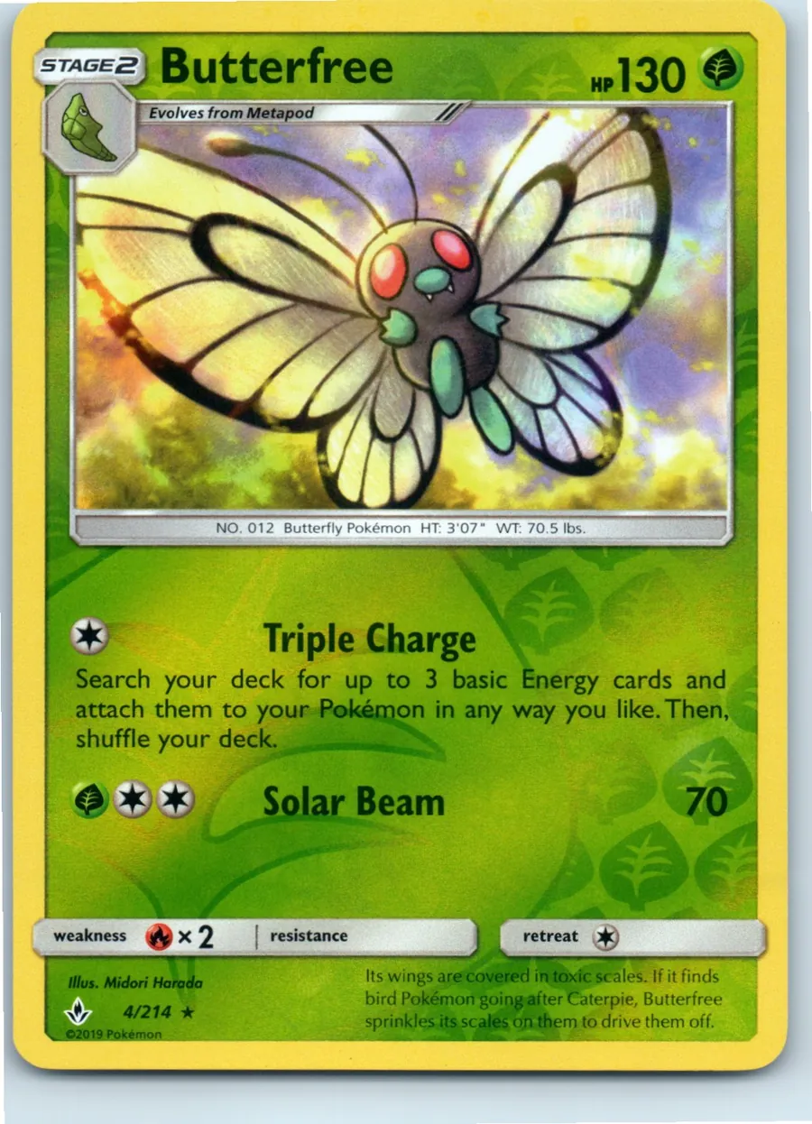 Butterfree 4/214 front, the actual card for sale