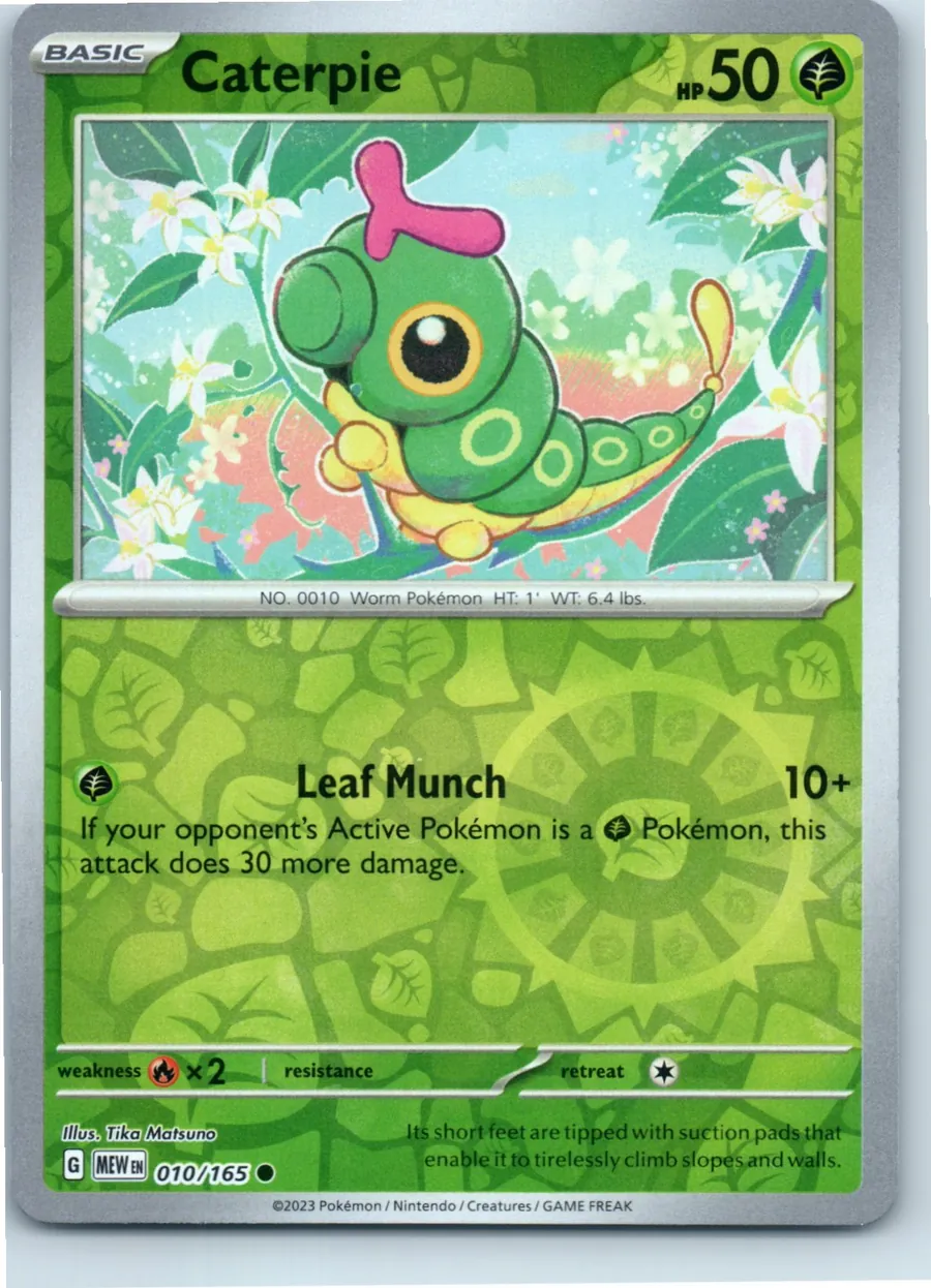Caterpie 010/165 front, the actual card for sale