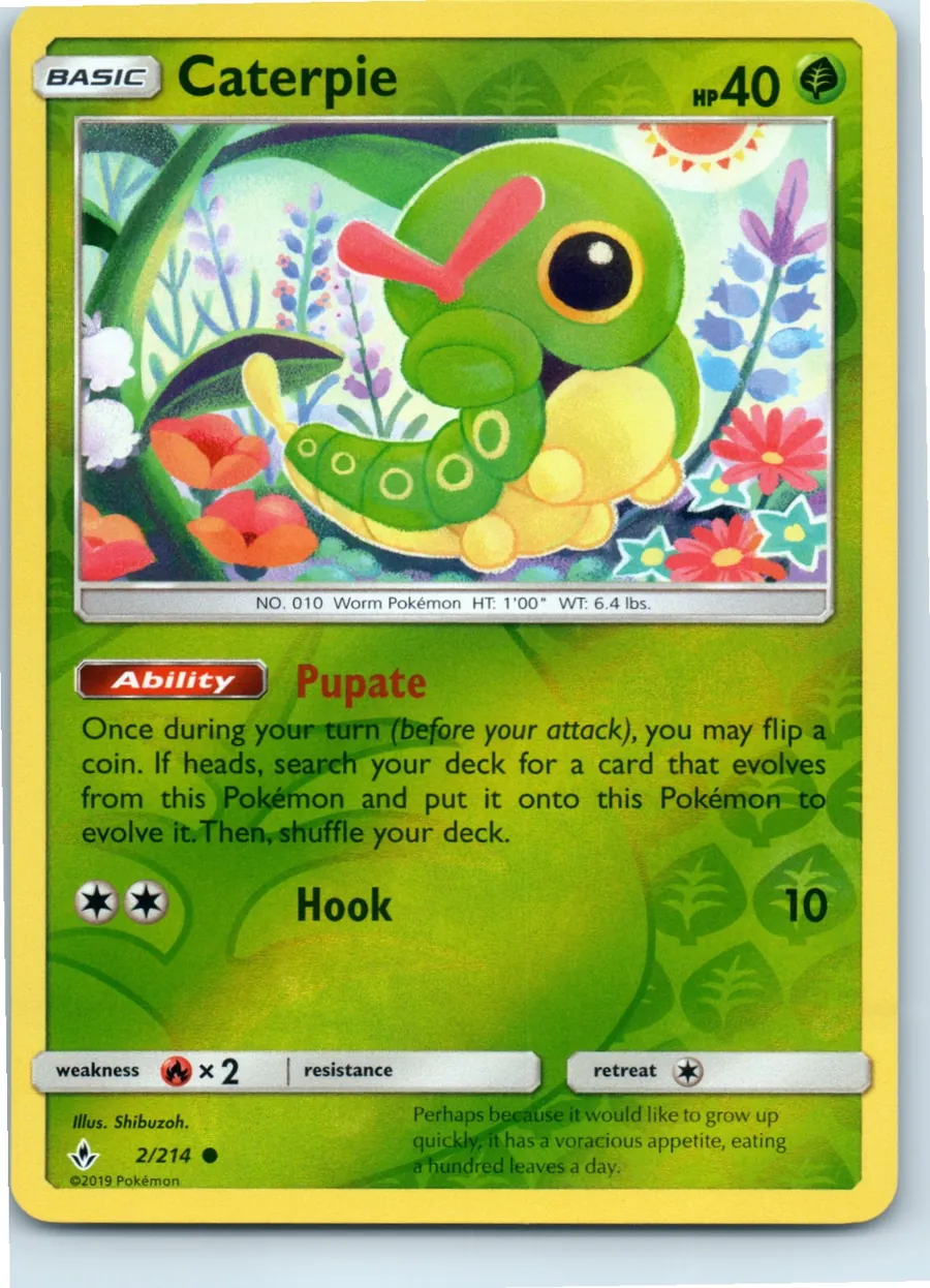 Caterpie 2/214 front, the actual card for sale