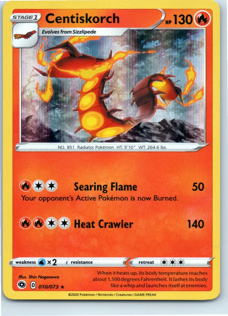Centiskorch 10/73 front, the actual card for sale