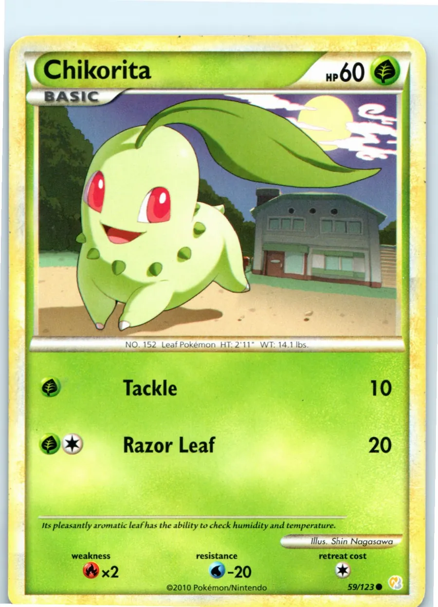 Chikorita 59/123 front, the actual card for sale