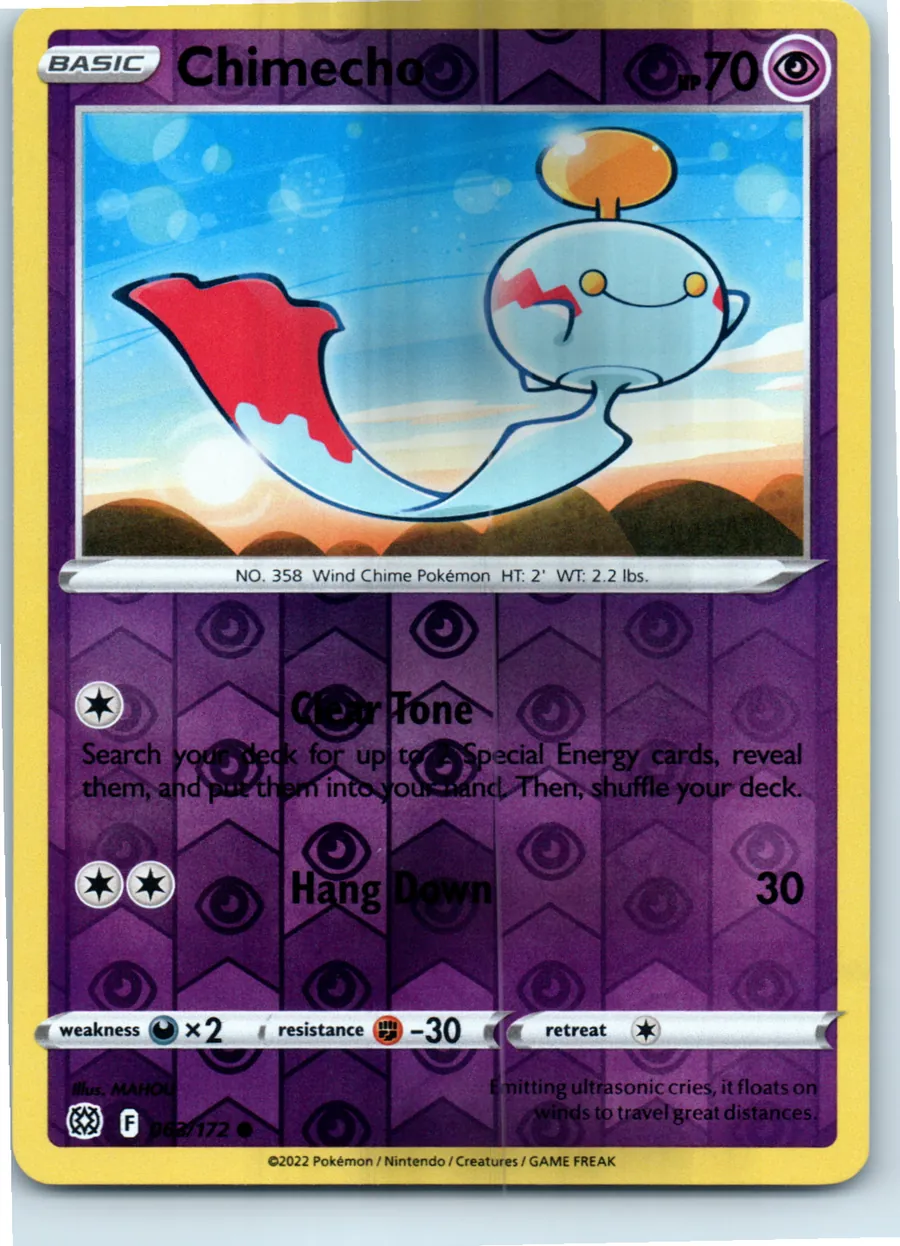 Chimecho 063/172 front, the actual card for sale