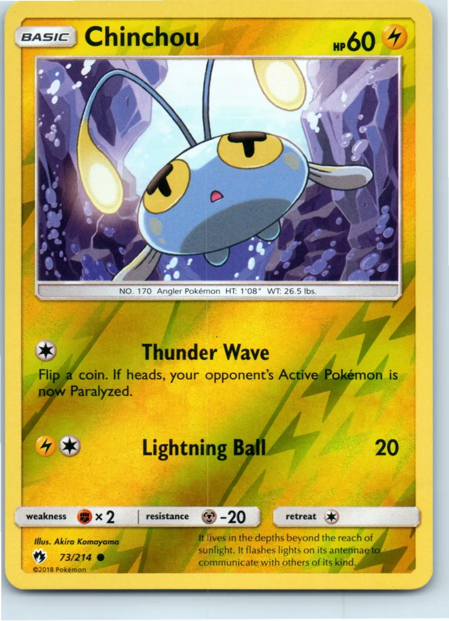 Chinchou 73/214 front, the actual card for sale