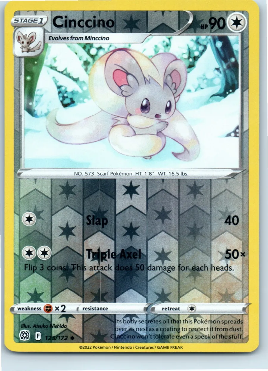 Cinccino 125/172 front, the actual card for sale