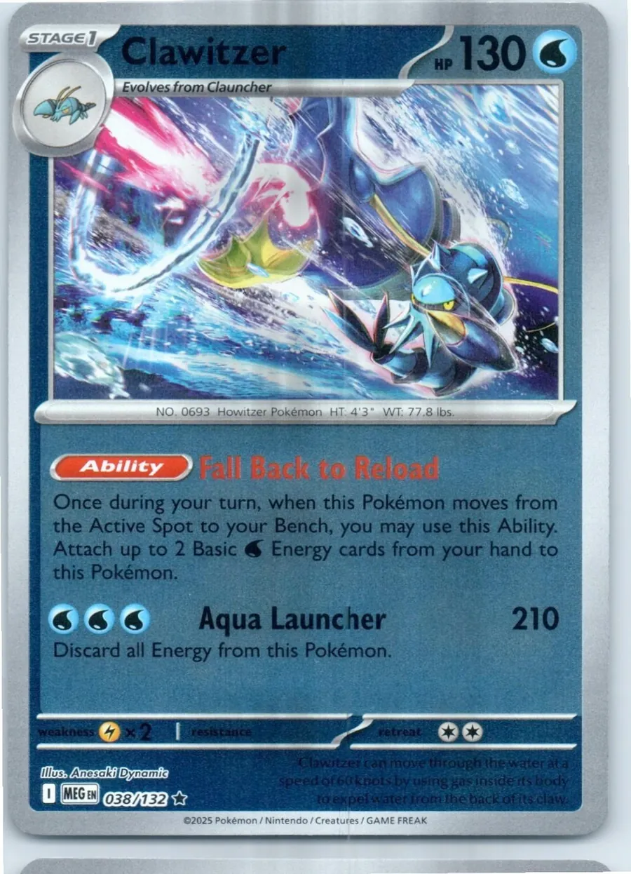 Clawitzer 038/132 front, the actual card for sale