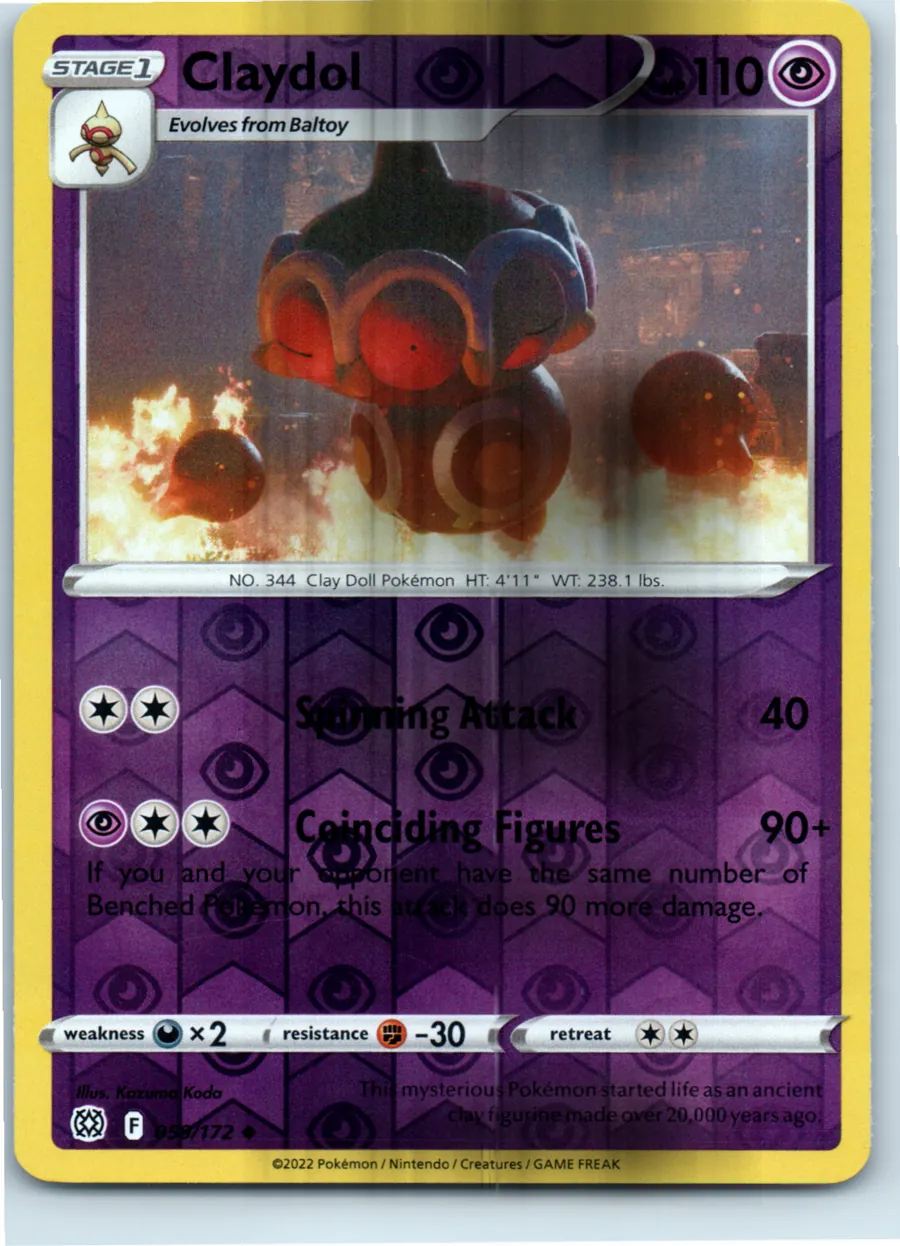 Claydol 059/172 front, the actual card for sale