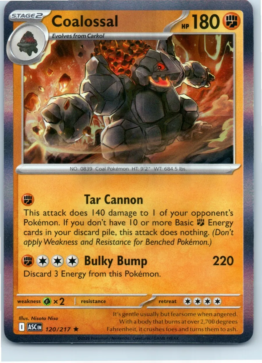 Coalossal 120/217 front, the actual card for sale