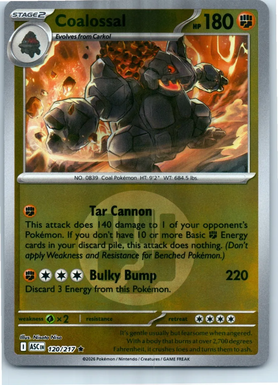 Coalossal (Energy Symbol Pattern) 120/217 front, the actual card for sale