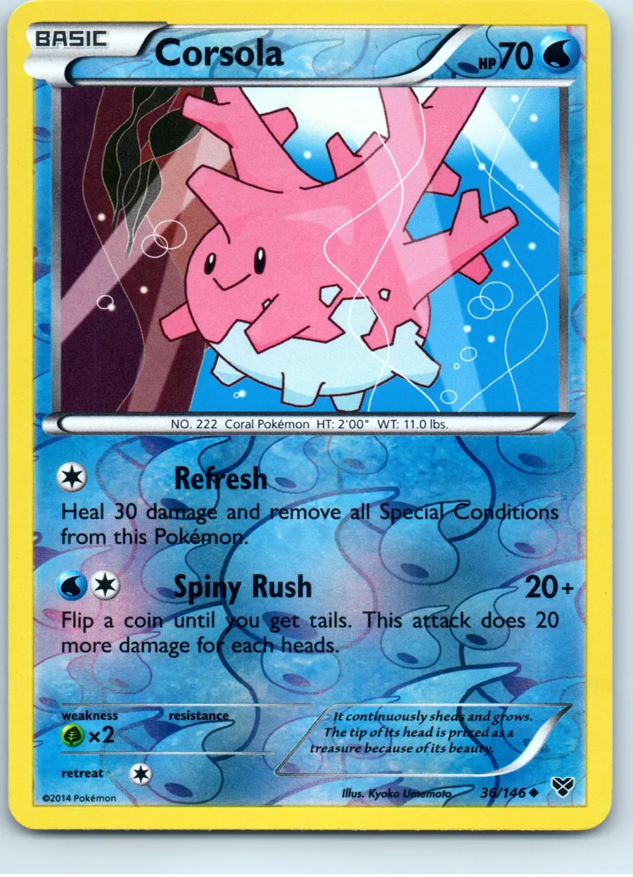 Corsola 36/146 front, the actual card for sale