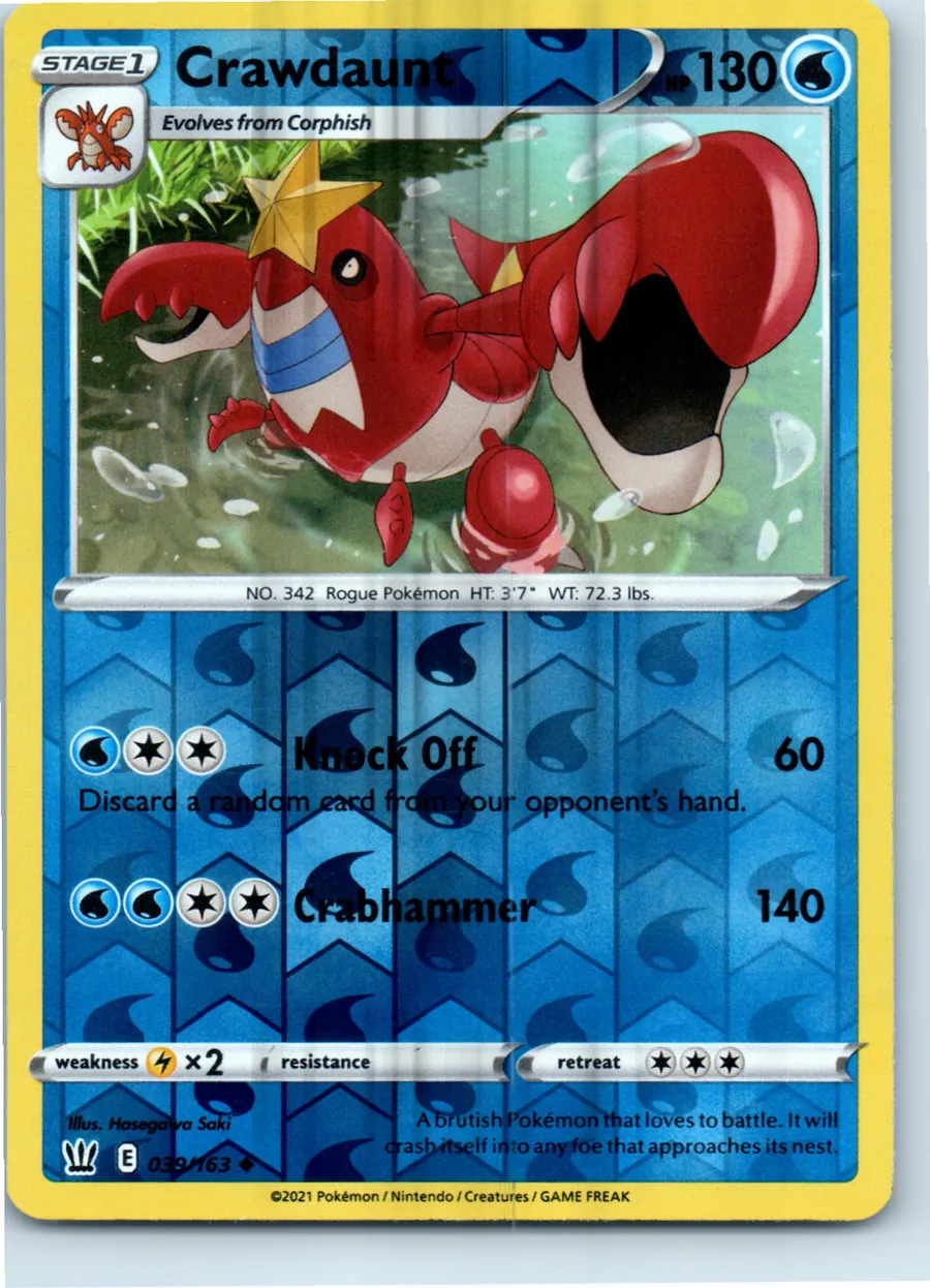 Crawdaunt 039/163 front, the actual card for sale
