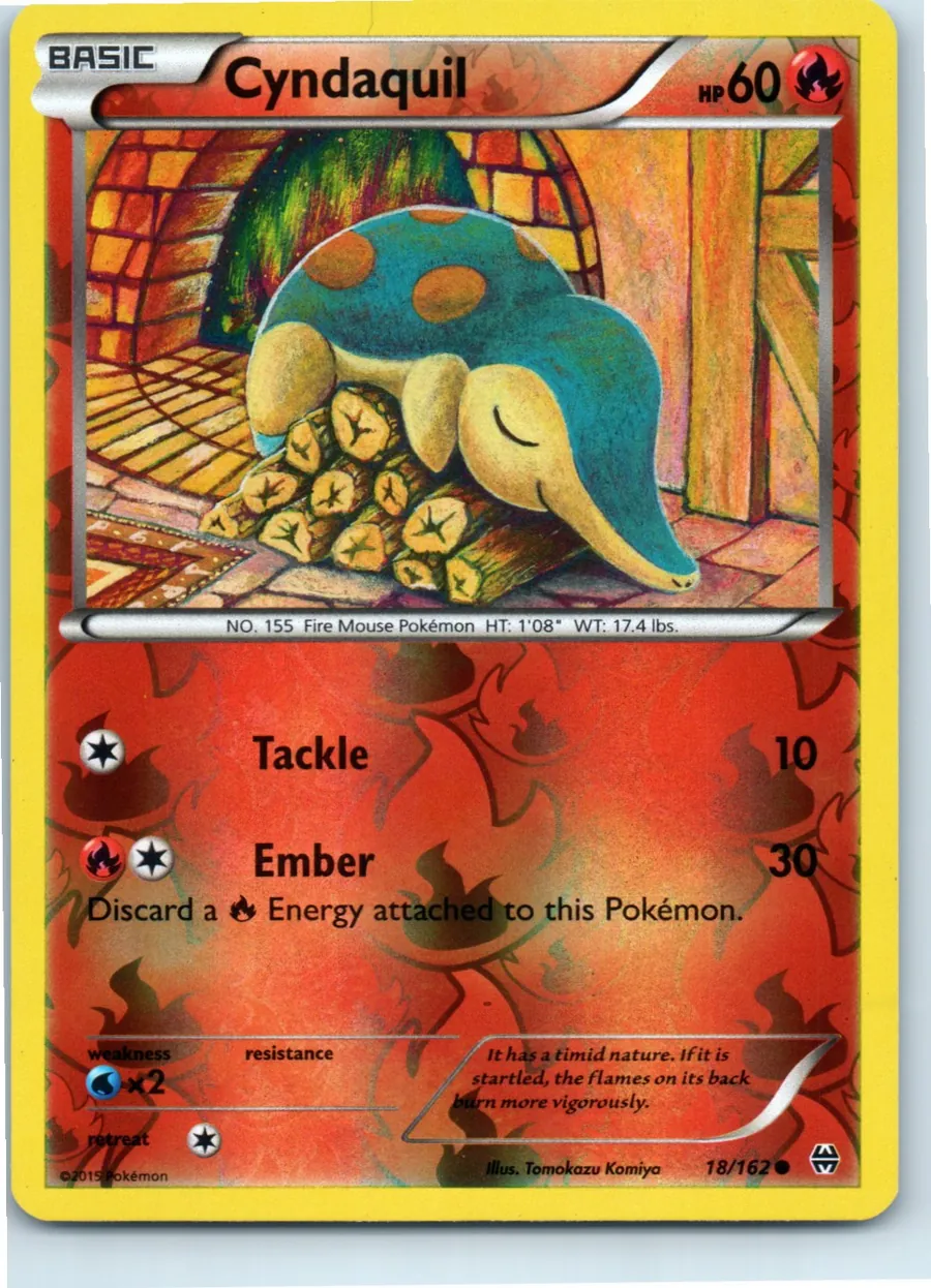 Cyndaquil 18/162 front, the actual card for sale