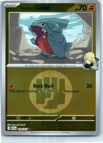 Cynthia's Gible (Energy Symbol Pattern) 109/217