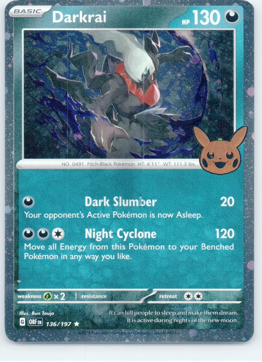 Darkrai 136/197 front, the actual card for sale