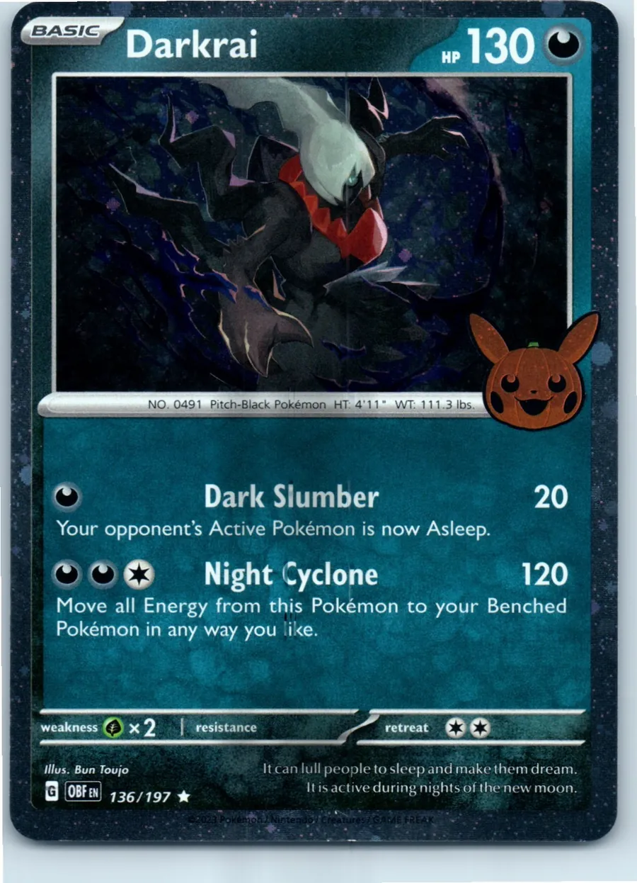 Darkrai (Cosmos Holo) 136/197 front, the actual card for sale