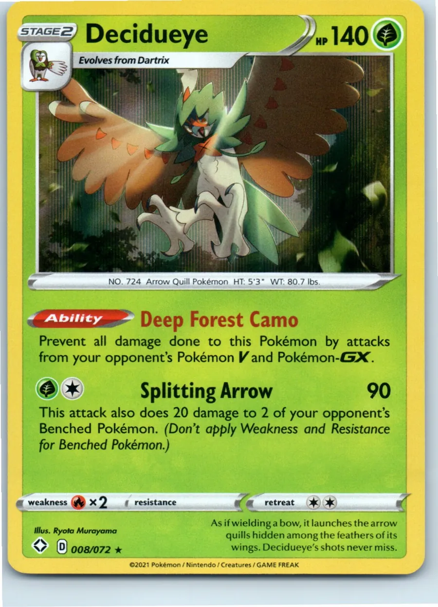 Decidueye 008/072 front, the actual card for sale