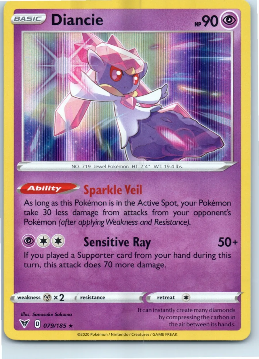 Diancie 079/185 front, the actual card for sale