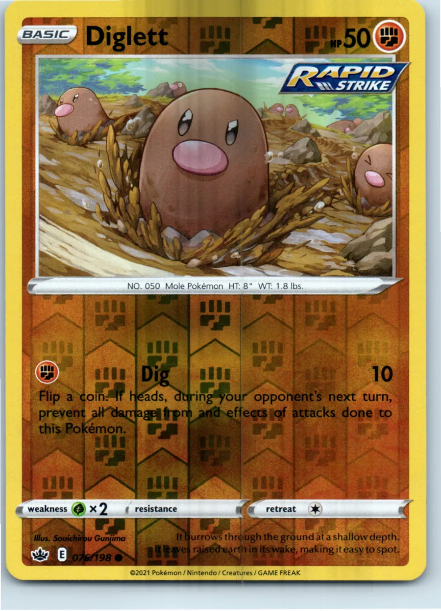 Diglett 076/198 front, the actual card for sale