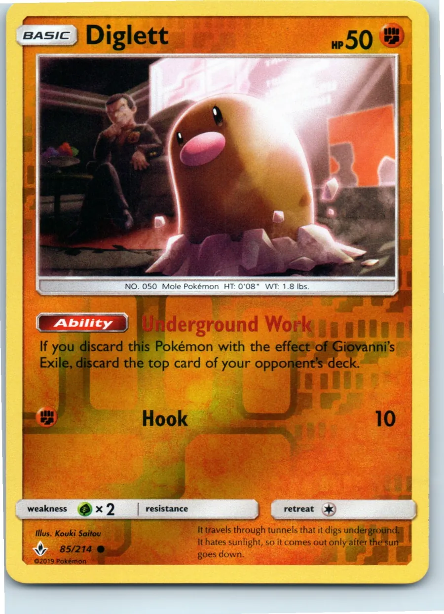 Diglett 85/214 front, the actual card for sale