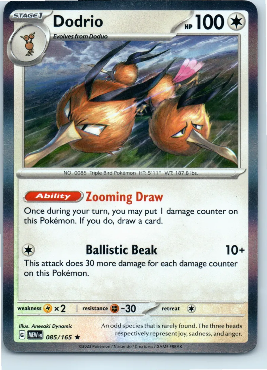 Dodrio 085/165 front, the actual card for sale