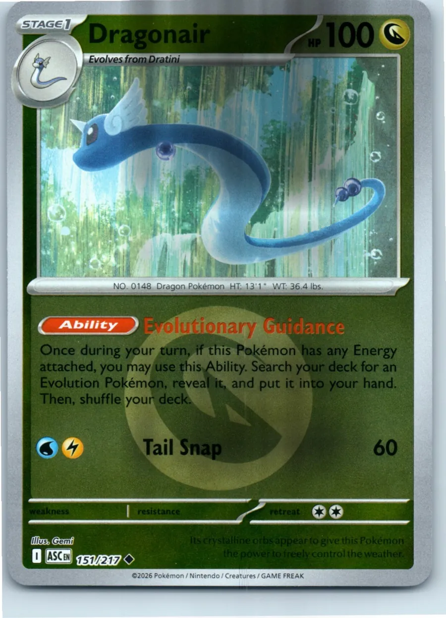 Dragonair (Energy Symbol Pattern) 151/217 front, the actual card for sale