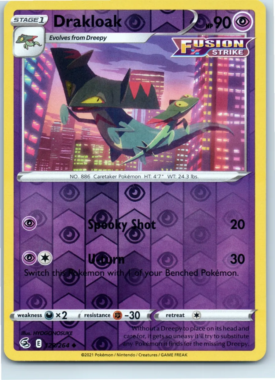 Drakloak 129/264 front, the actual card for sale
