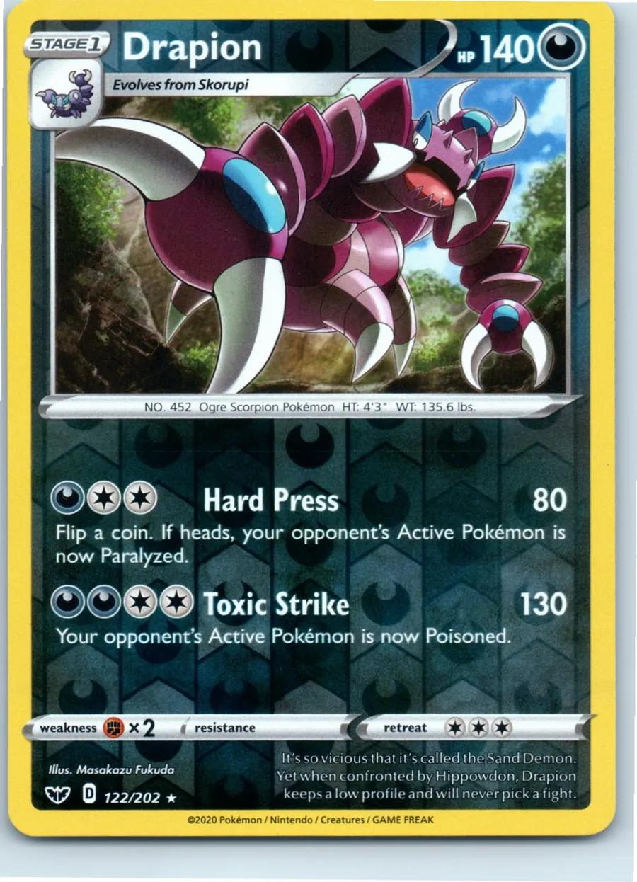 Drapion 122/202 front, the actual card for sale