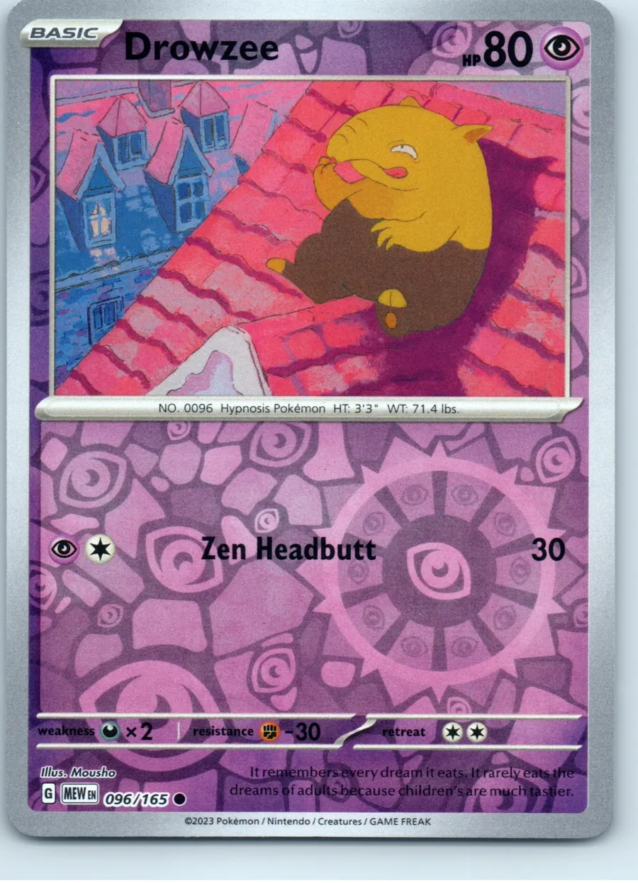 Drowzee 096/165 front, the actual card for sale
