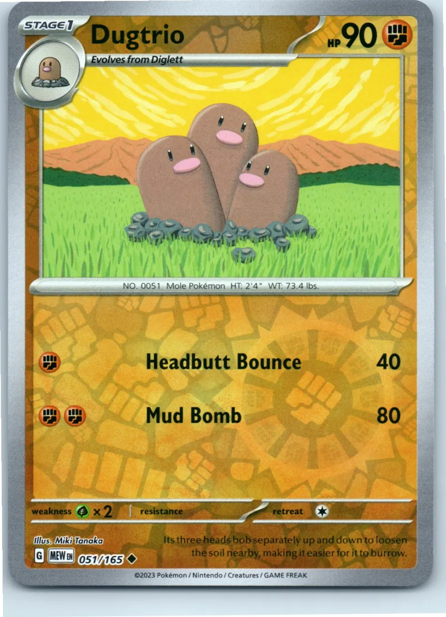 Dugtrio 051/165 front, the actual card for sale