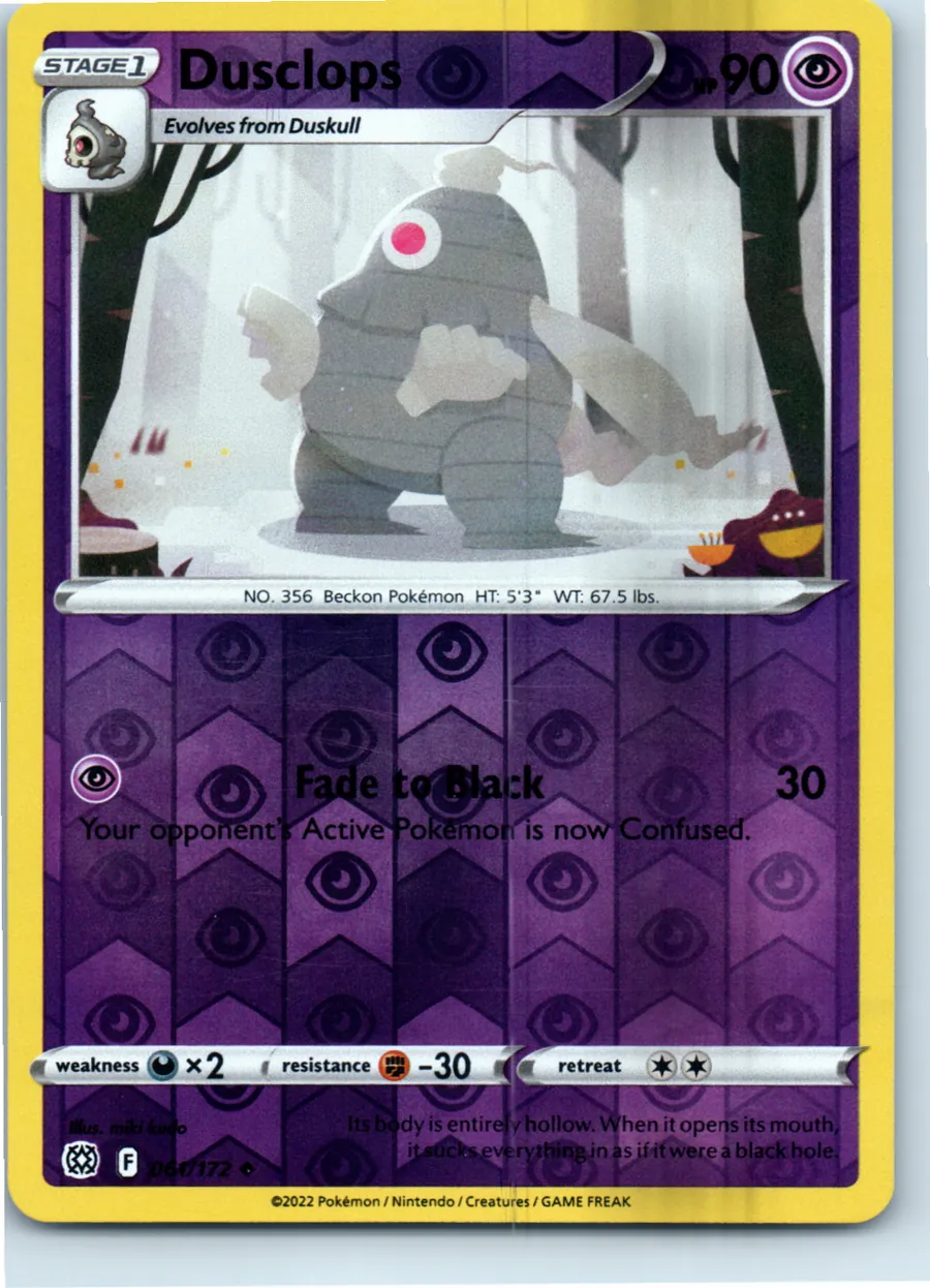 Dusclops 061/172 front, the actual card for sale