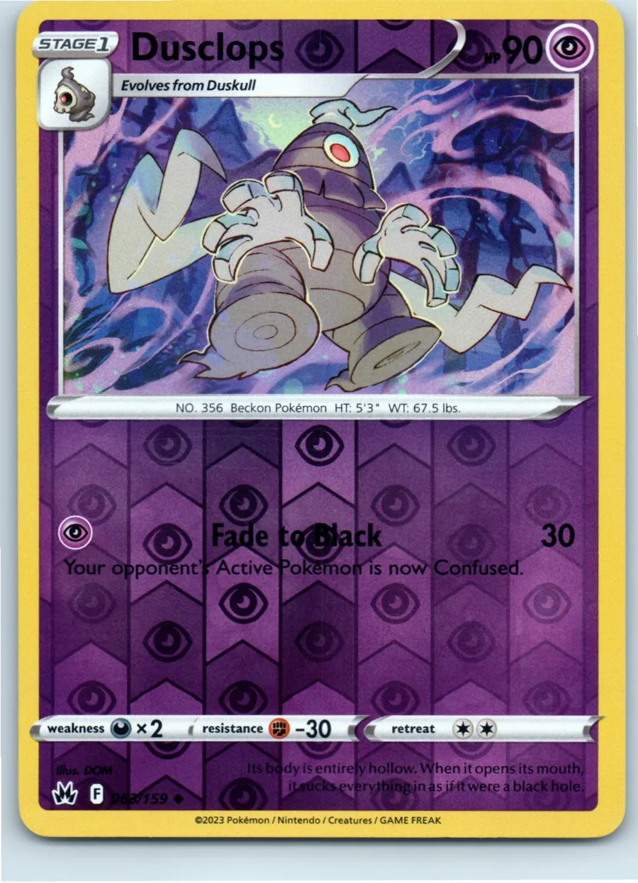 Dusclops 063/159 front, the actual card for sale