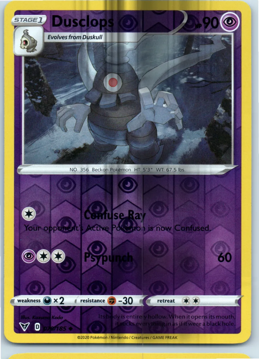 Dusclops 070/185 front, the actual card for sale