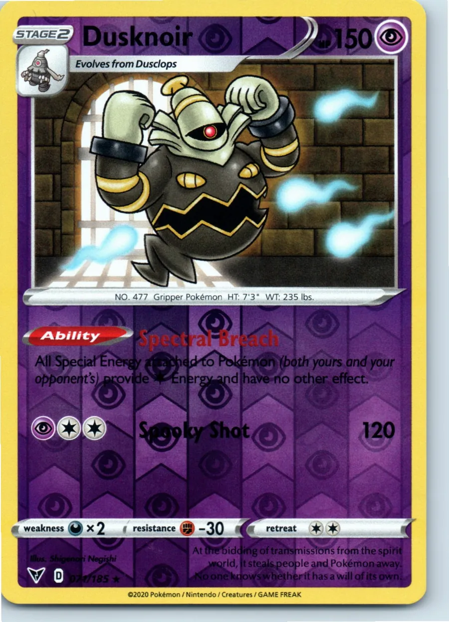 Dusknoir 071/185 front, the actual card for sale
