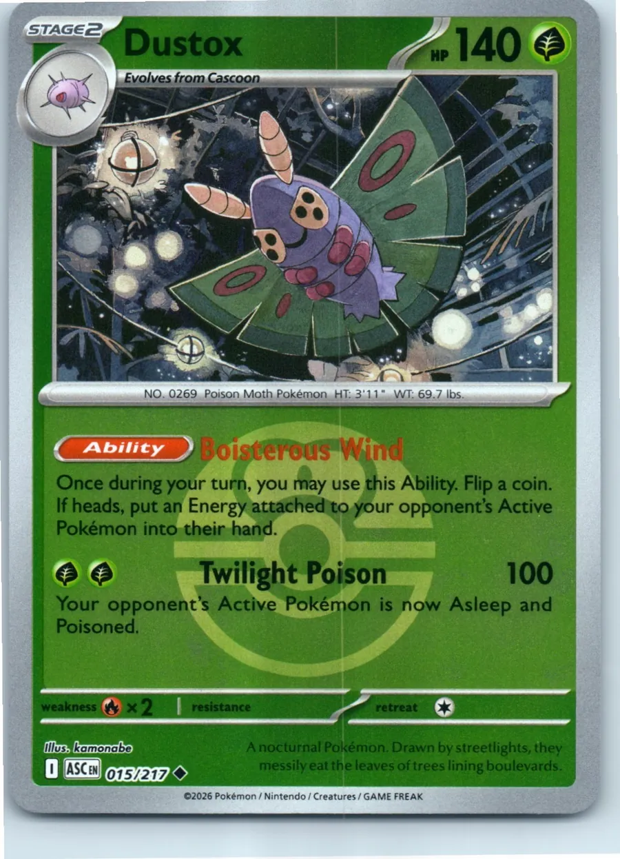 Dustox (Love Ball) 015/217 front, the actual card for sale