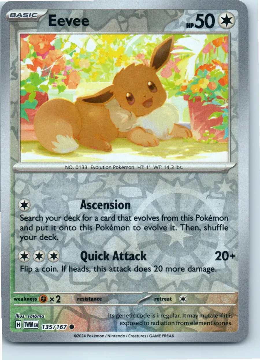 Eevee 135/167 front, the actual card for sale