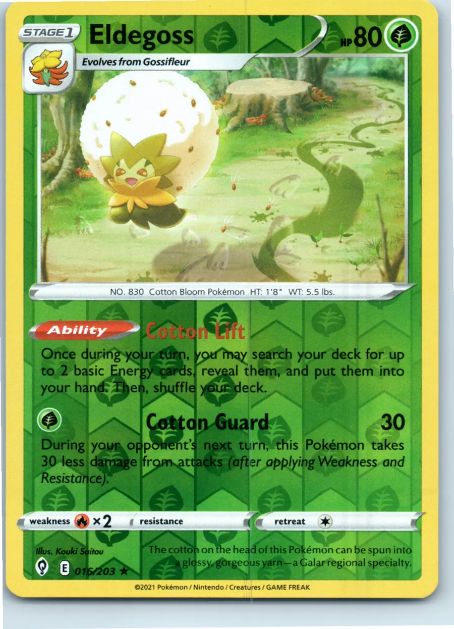 Eldegoss 016/203 front, the actual card for sale